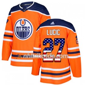 Edmonton Oilers Trikot Milan Lucic 27 Adidas 2017-2018 Orange USA Flag Fashion Authentic - Herren